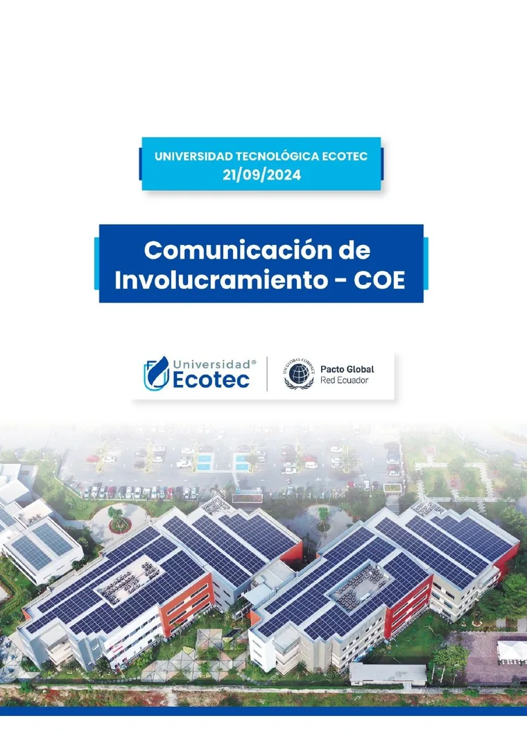 Portada de la Comunicación de Involucramiento 2024 de ECOTEC ante el Pacto Global