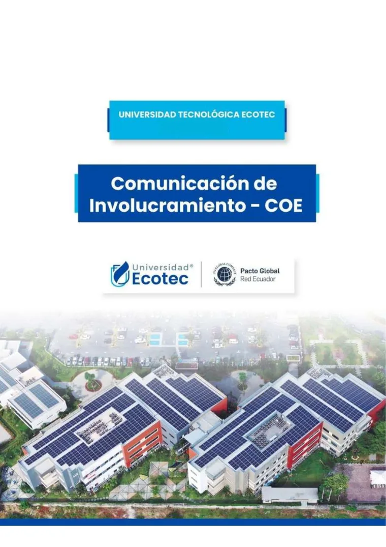 Portada de la Comunicación de Involucramiento 2026 de ECOTEC ante el Pacto Global